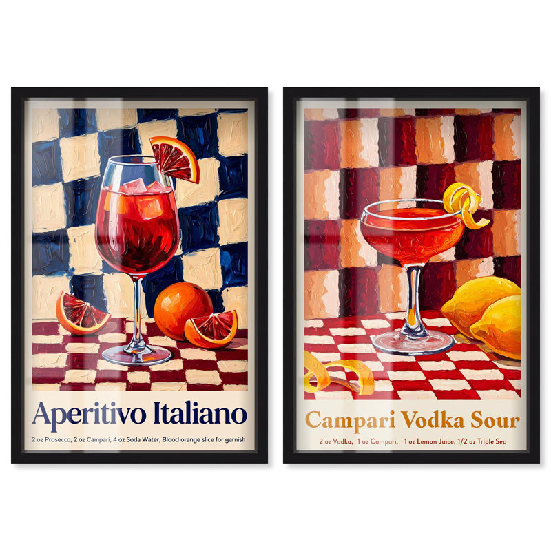 «Tangerine Drink Set Maximalist Shadowbox» par Art Remedy, Noir, H 17 po x l 24 po