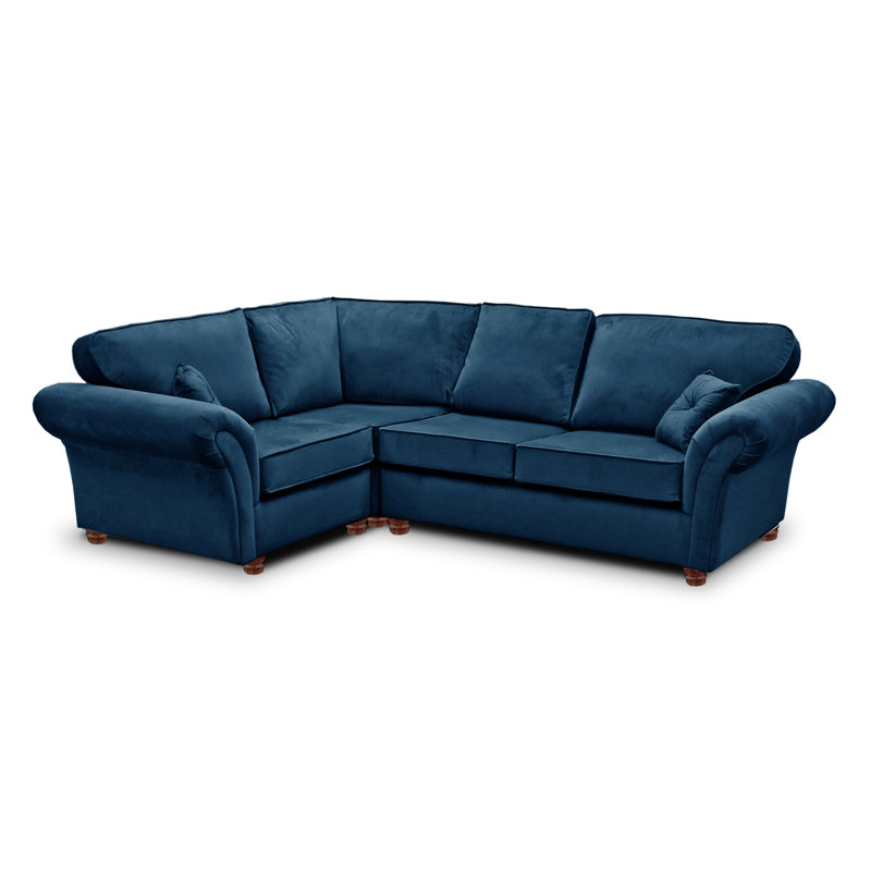 Lila 4 Seater Velvet Corner Sofa , Left Hand Facing, Navy Blue