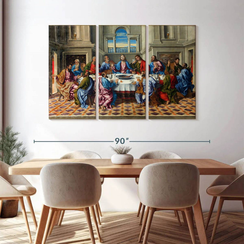 Le souper final - 3 pièces sur toile tendue, H 48 po x l 74 po x 1,25 po