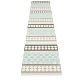 Asta Hand Loomed Block Print Area Rug in Pale Turquoise