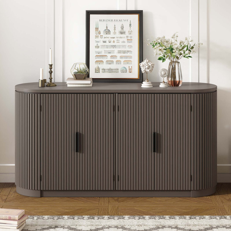 Armoire de rangement avec poignées en métal, Brown