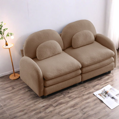 Cloud Comfort Sofas, Teddy 2 Seater Modern Curved Loveseat For Home