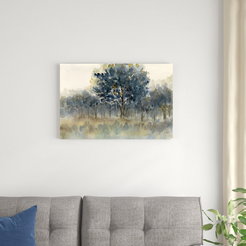 Forêt Moody peinte, H 20 po x l 30 po, Toile tendue, Non