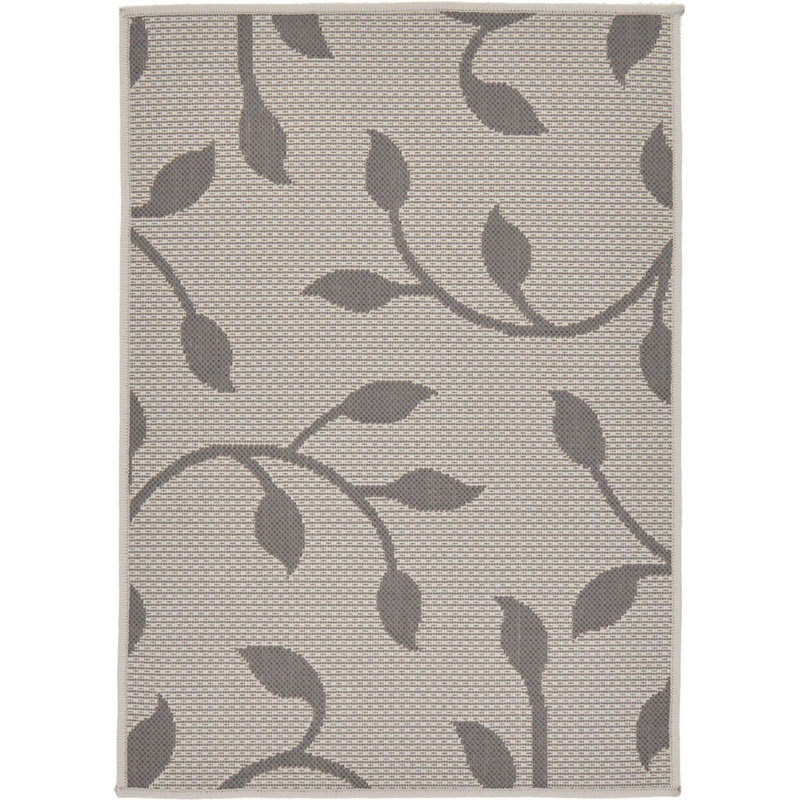 Outdoor Veranda Area Rug Gray Vine Color, Rectangle 3'3" x 5'