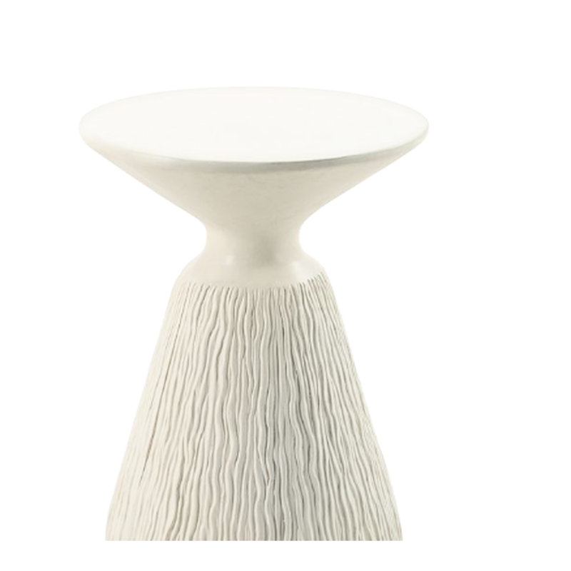 Table d'appoint au fini blanc naturel, en fibre de béton, moderne, 15,65 po P x P 20,52 H, béton 18,28 lb et