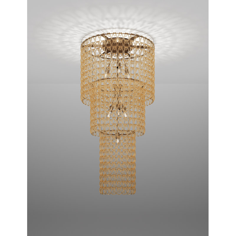 Minigiogali Ceiling Lamp Ca3 Black Matt Bronze 1 E26 Ul, Crystal Amber, Matte Bronze