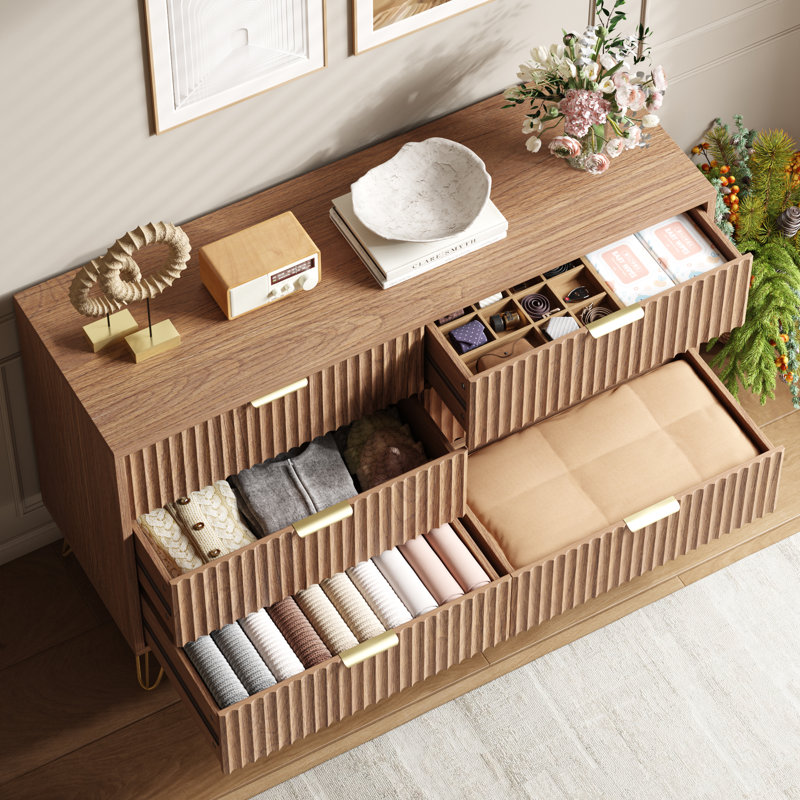 Commode 6 tiroirs Collena, Brun