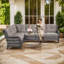 6-Piece Outdoor PE Rattan Sectional Seating Group With Cushions-111700401-111700403