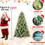 Arbre de Noël de 7,5 pi avec 450 lumières à DEL blanc chaud pré-enfilées, 1588 pointes mixtes, 92 branches de pin, support en métal pour une durabilité à long terme et une branche à charnière à aiguille dure