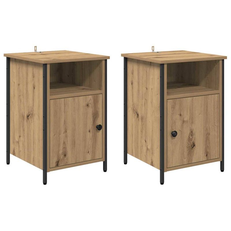 40cm W Manufactured Wood Bedside Table, Artisan Oak