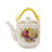 Small 2 Liter Ceramic Porcelain Teapot Tea Kettle with Floral Design, 1.5 Lbs Not for Stove Top