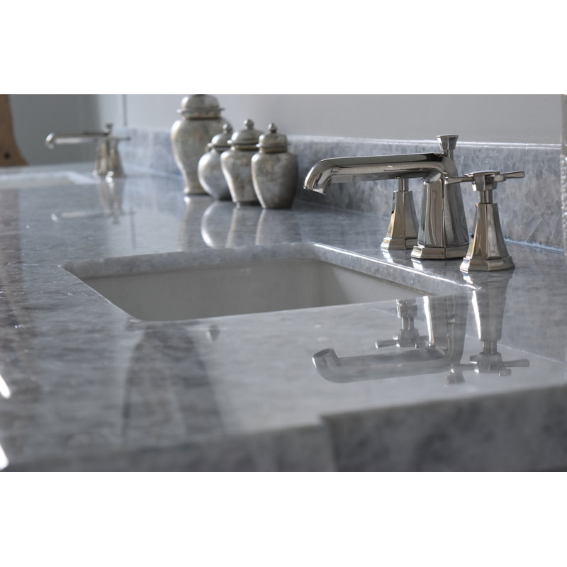 Polished Nickel Brass Widespread Bathroom Faucet with Drain Assembly