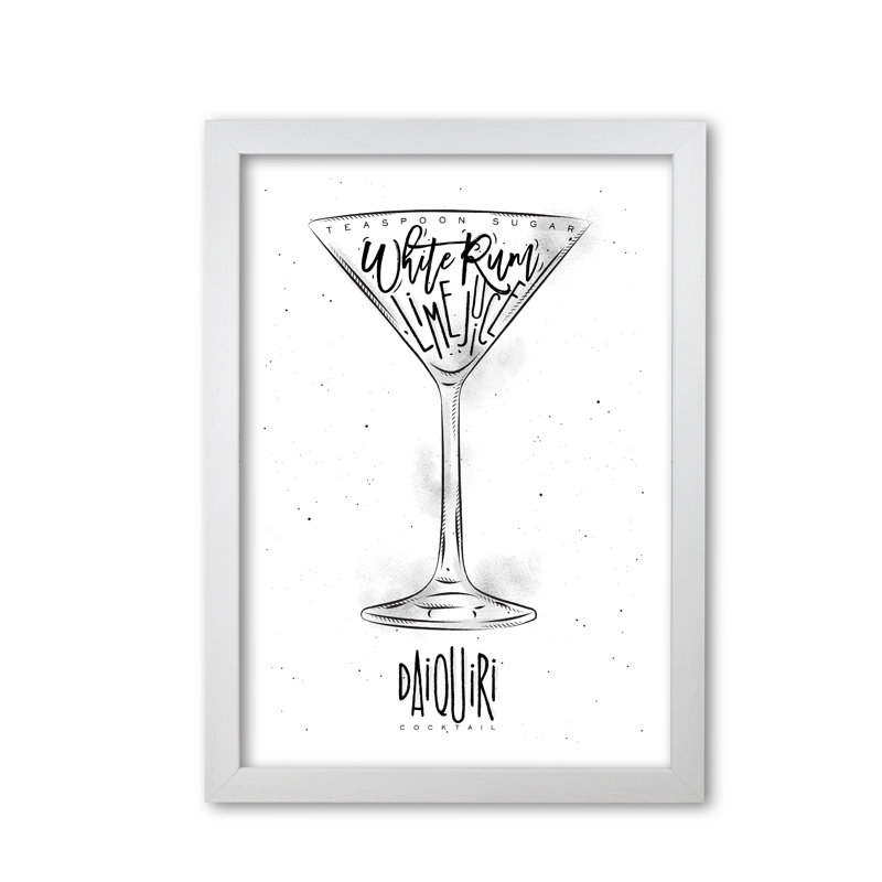 Daiquiri Cocktail - Print, White Grain Frame, 42 cm H x 30 cm W x 5 cm D