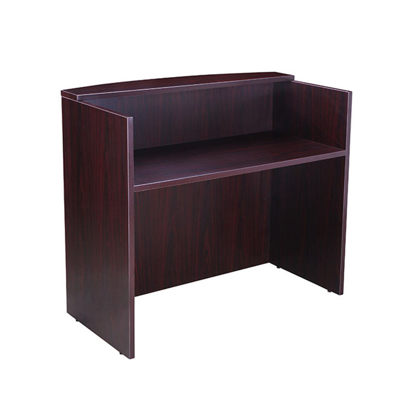 Bureau de réception Jery, 71 pouces, panneau de modestie, mélamine rouge acajou, Rouge acajou, H 42 po x l 71 po x P 30 po