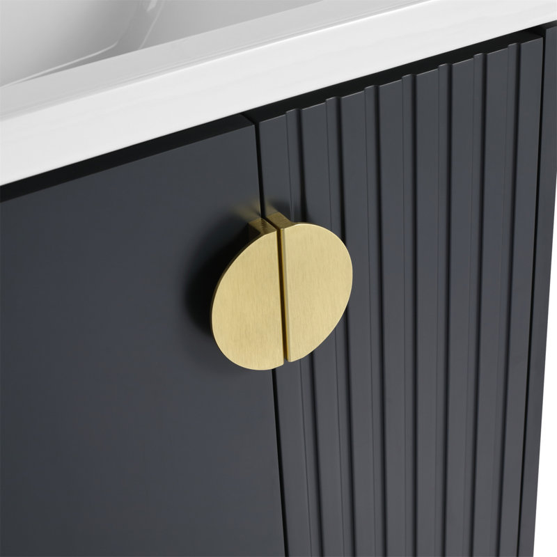 Meuble-lavabo mural compact de 28 pouces avec lavabo en céramique, porte à fermeture en douceur et conception durable pour les petits espaces