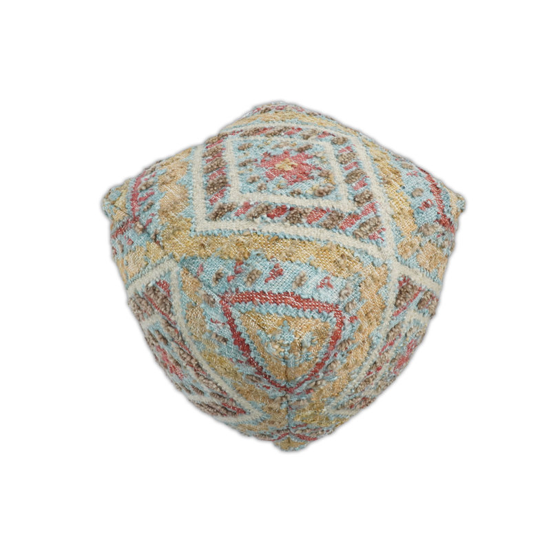 Upholstered Pouf, Mustard Jute