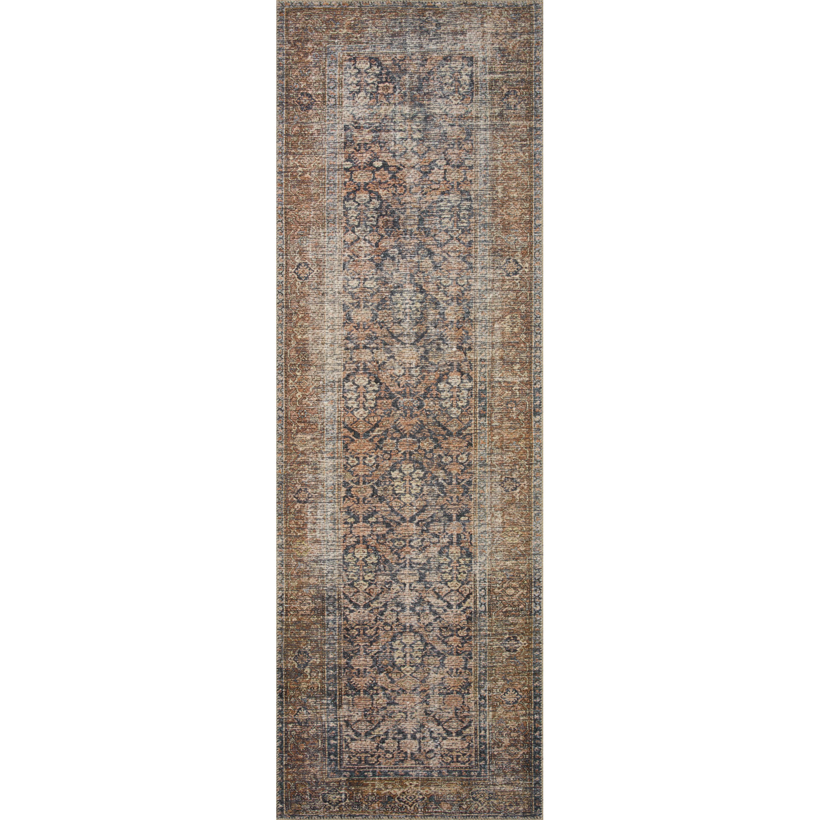 Billie Oriental Ink / Salmon Area Rug, Runner 2'6" x 9'6"