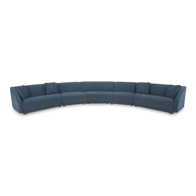 Rae Modular Sectional, Blue Polyester, 31.5" H x 192" W x 34.29" D