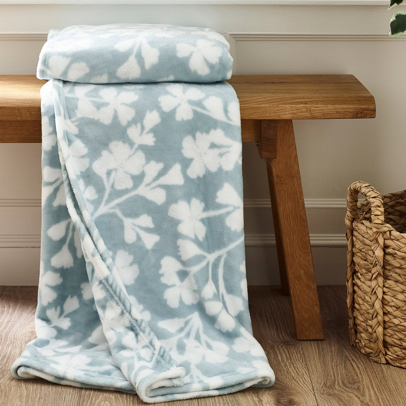 Brooke Floral Cosy Fleece Blanket Throw, Teal