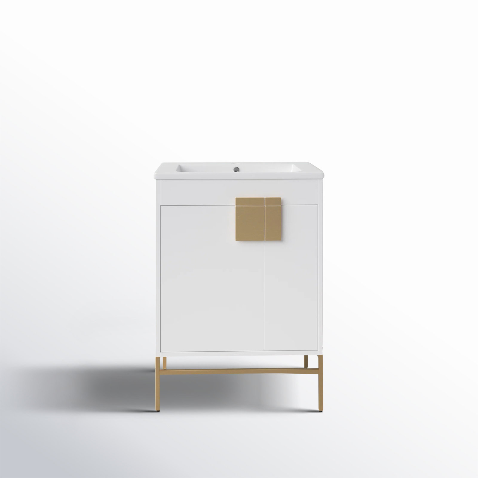 Maisie 24'' Single Bathroom Vanity, White, Satin Brass