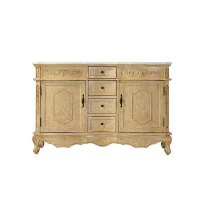 Meuble-lavabo double 54 po beige antique