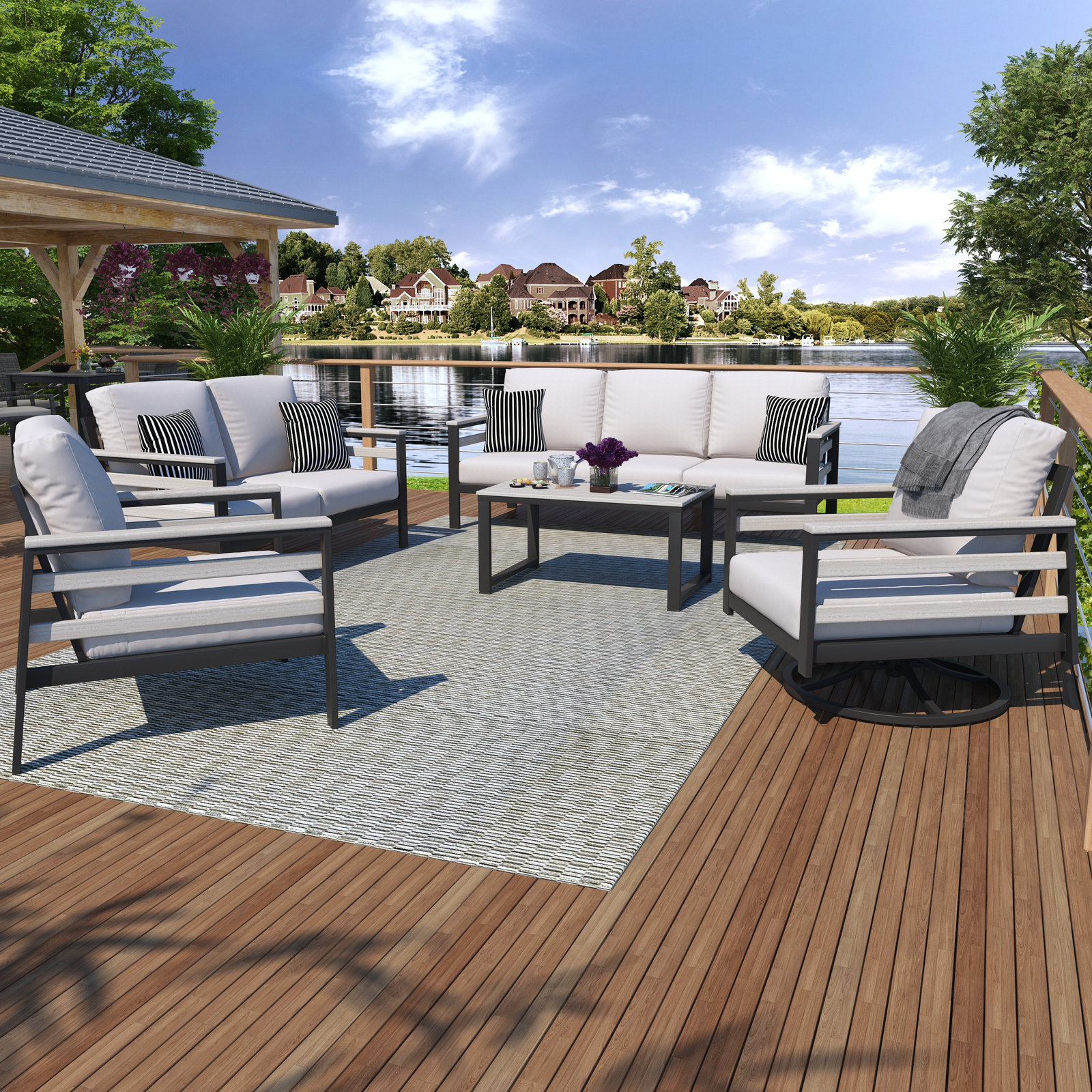 Townsend 7 - Person Patio Conversation Set with Sunbrella® Cushions, Sunbrella Canvas Natural