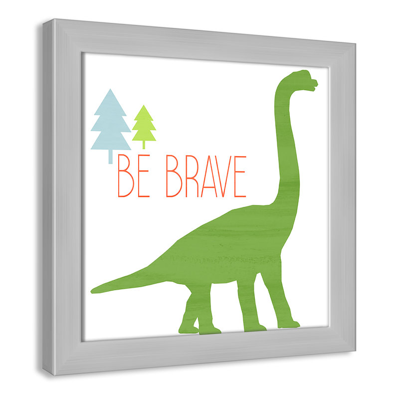 Dino Brave 1 ', art encadré, H 12 po x l 12 po x P 0,6 po, Encadré plat argent