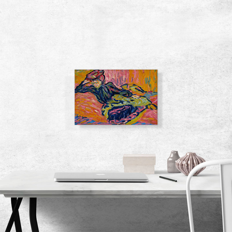 «Girl on a Couch 1906» par Ernst Ludwig Kirchner - reproduction d'art sur toile tendue, H 12 po x l 18 po x 1,5 po