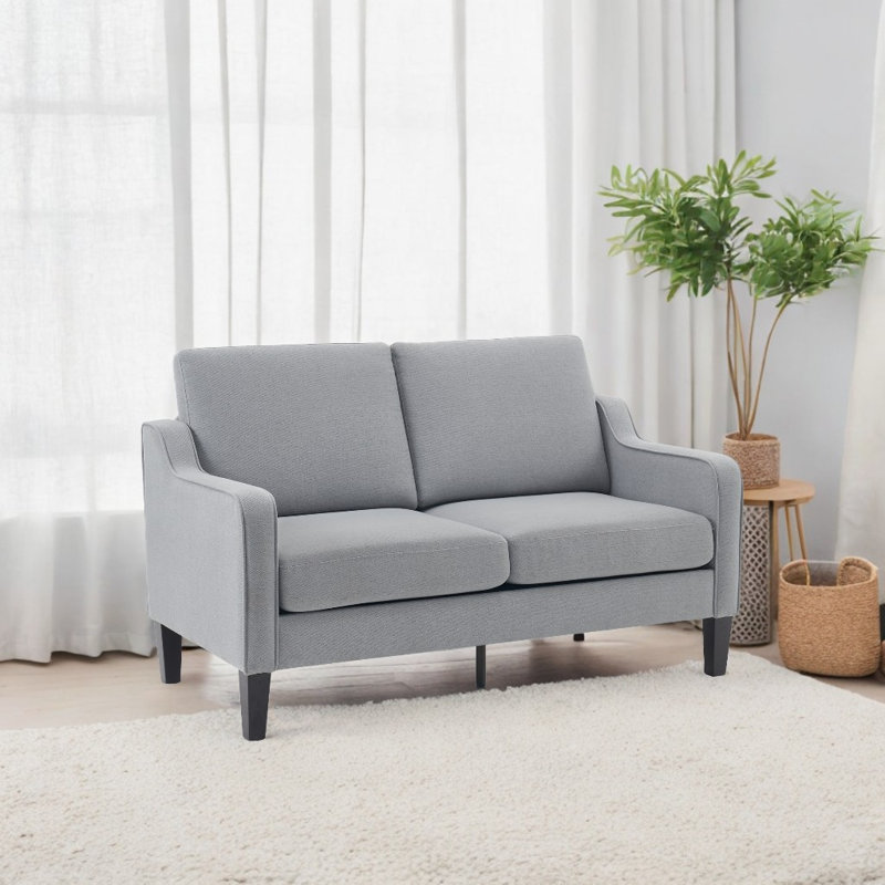 Sinya Upholstered 53.5'' Loveseat, Gray Linen Blend