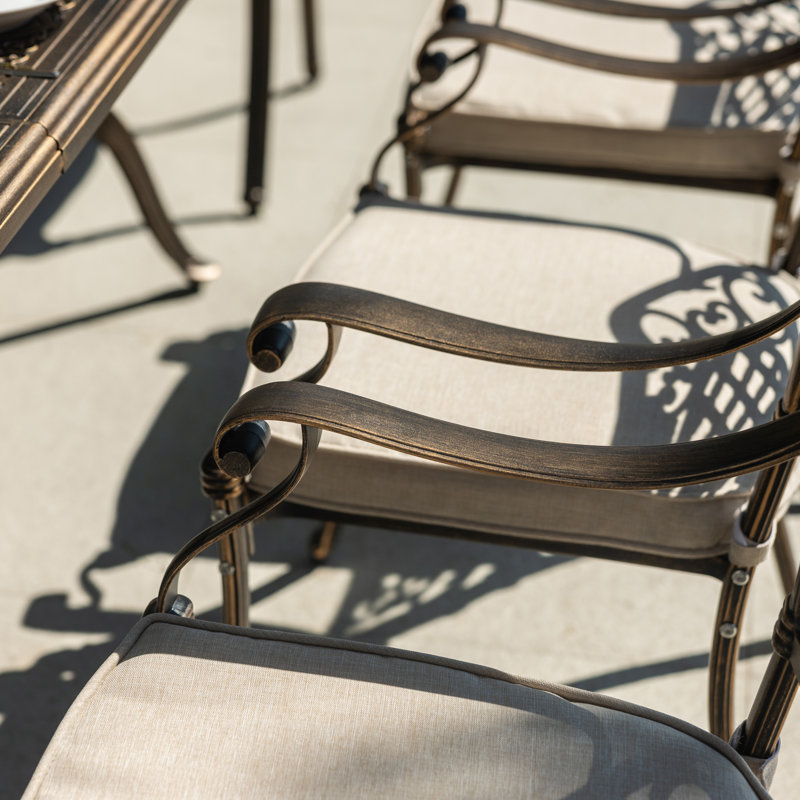9-Piece Patio Furniture Dining Set, All-Weather Cast Aluminum Outdoor Table and Chairs for 8, Includes 88'' Rectangular Dining Table & 8 Stackable Cushioned Dining Chairs