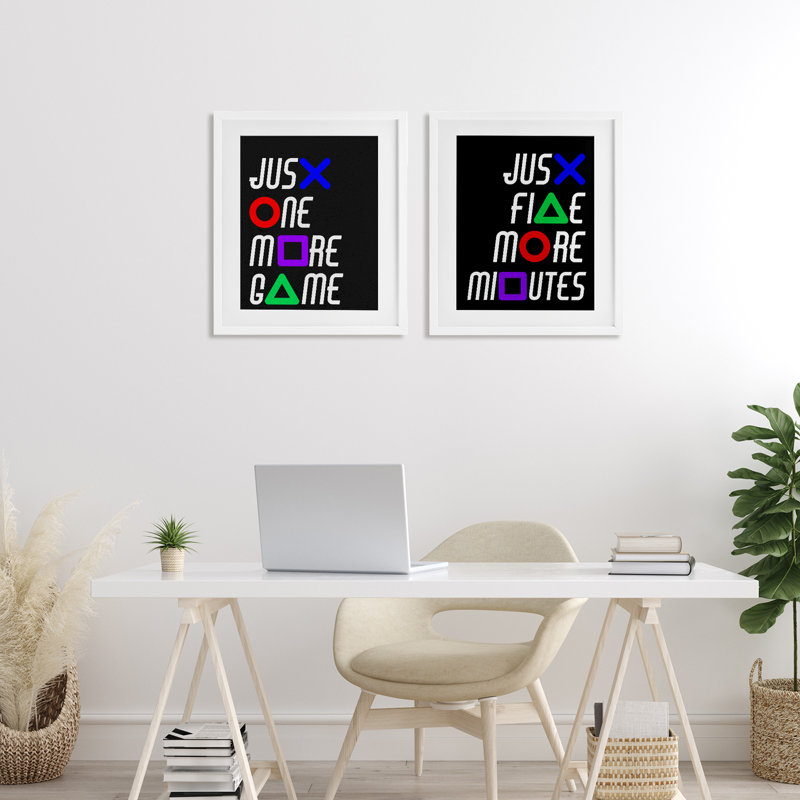 Ensemble de 2 jeux sous-verres Gamer, H 21 po x l 17 po, Cadre blanc côtier