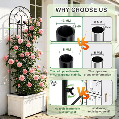 Ensemble de 2 treillis de jardin en métal pour plantes grimpantes H 86,7 po x l 19,7 po