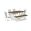 Ensemble de table 6 pièces - 4 chaises Parson en tissu de lin gris avec têtes de clou et table de salle à manger en bois - 1 banc de cuisine - brosse métallique.-741309651-741309648-682382206