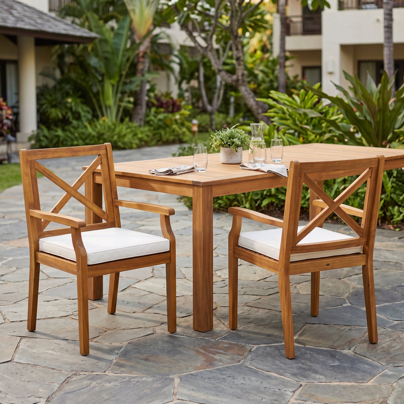  Chaise de patio avec coussin Bevelyn, Crème