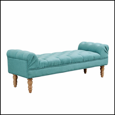 Button-Tufted End Of Bed Bench, Large Upholstered Ottoman With Rolled Arms, Ideal For Bedroom And Living Room Decor