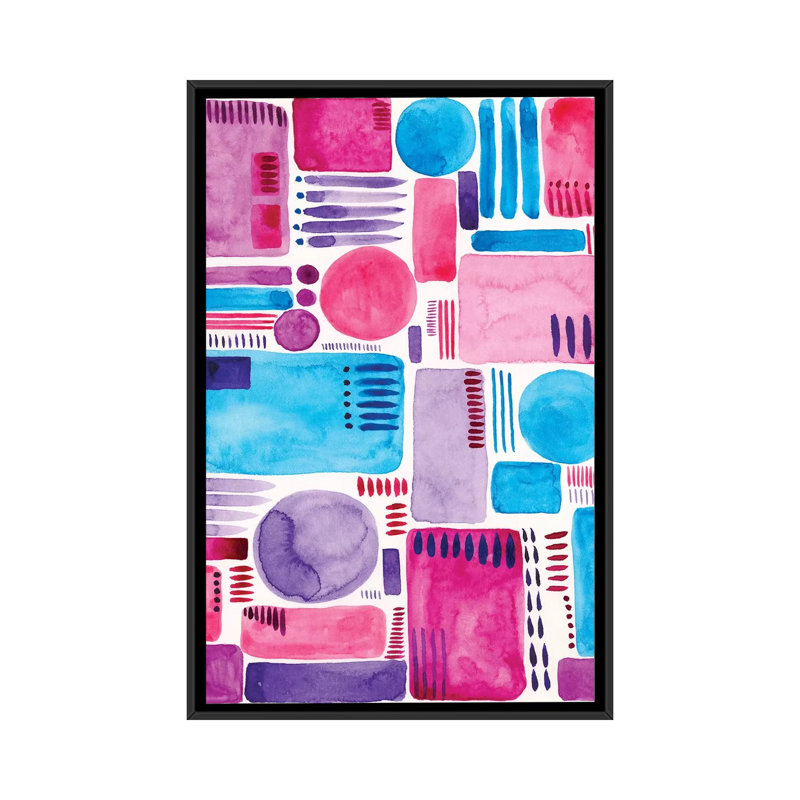 « mod shapes ii », impression sur toile, H 26 po x l 18 po x P 1,5 po, Toile avec cadre noir, Pas de tapis