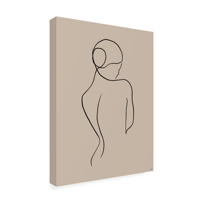 Figurative Female Form Quietly On Canvas Drawing Print, H 19 po x l 14 po x P 2 po