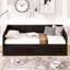 Lit de jour en bois avec lit gigogne et deux tiroirs de rangement, lit de jour extensible-1524062213