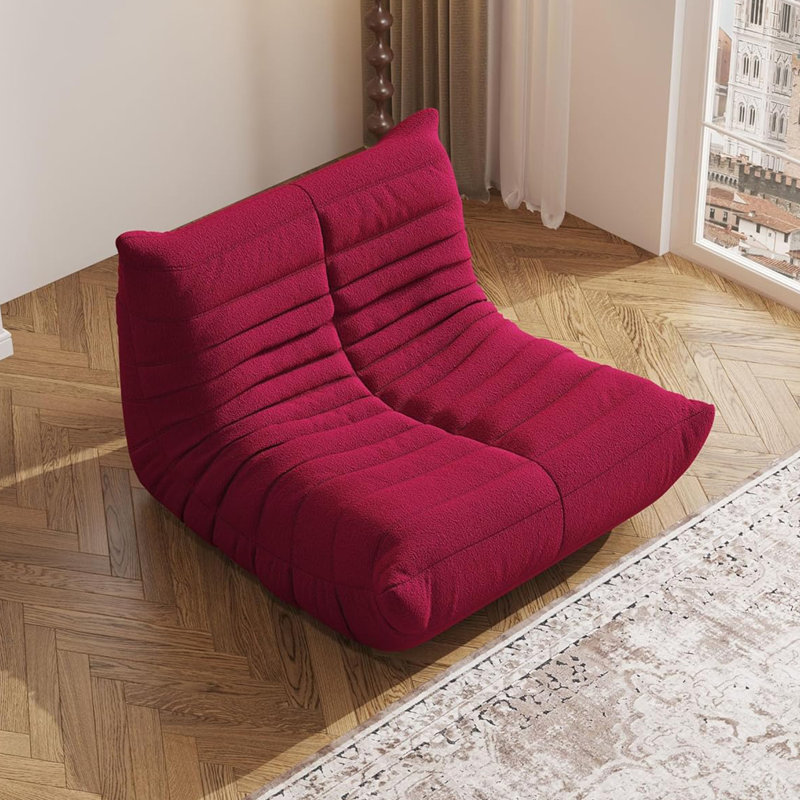 38" W Bean Bag Chair Sofa No-assembly Teddy Fabric Sofa Perfect For Bedroom, Study, Or Living Room, Claret Teddy