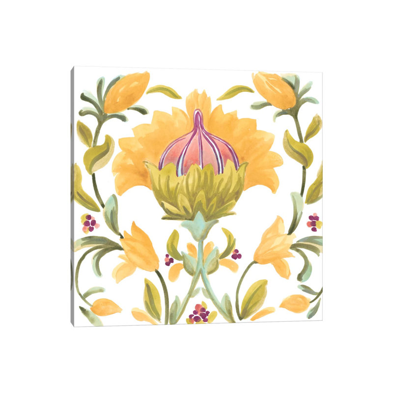 Abbey Floral Tiles V by June Erica Vess - Wrapped Canvas Painting, 66.04 cm H x 66.04 cm W x 1.91 cm D
