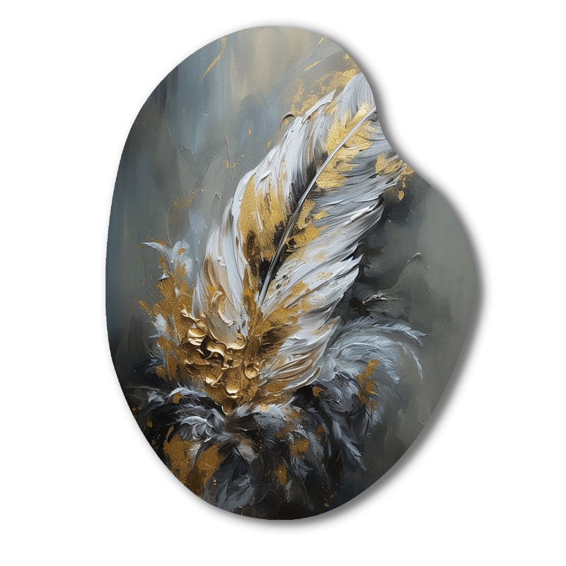 Yara - Asymmetric Glam Feather, impression murale sculpture en métal Freeform, H 30 po x l 22 po x P 1 po