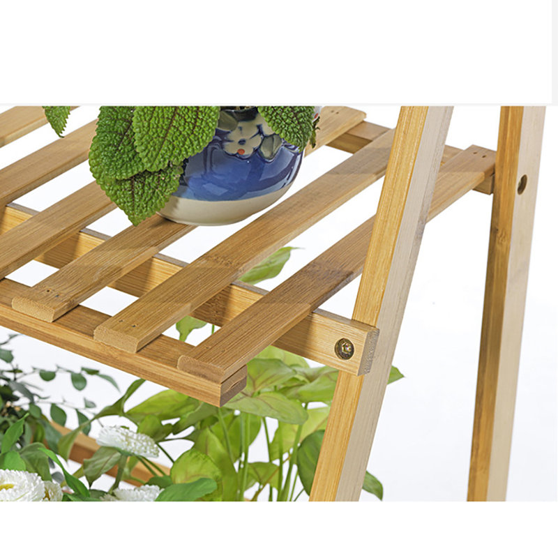 Bambou 3 niveaux plantes suspendues support pliant pot de fleurs organisateur de rangement étagère porte-étagère à fleurs