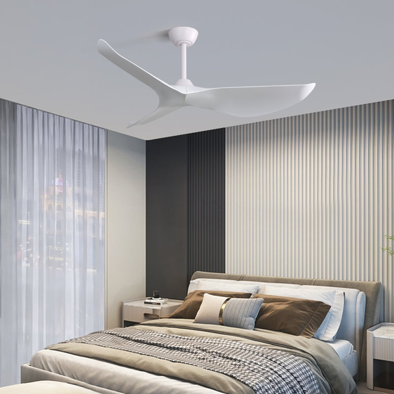 Ventilateur de plafond moderne à 3 pales de 52 po sans télécommande avec lumière Kemp, 38", Blanc, Blanc