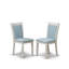 L'ensemble de table de salle à manger 6 pièces contient une table de salle à manger rectangulaire avec des pieds en X et 4 chaises Parson en tissu bleu bébé avec banc, lin brossé blanc-1929311619-2034001503