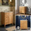 Meuble-lavabo 24 po avec lavabo, meuble-lavabo en bois avec tiroir rabattable, 2 tiroirs à fermeture en douceur, 1 porte à fermeture en douceur, bois massif et panneau de fibres à densité moyenne, poignées en bois élégantes