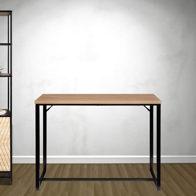 Compact Coastal Modern Console Table, Natural Wood And Black Metal Elements, 39" Long, Versatile For Different Interior Styles Metal, Complementary To Settings