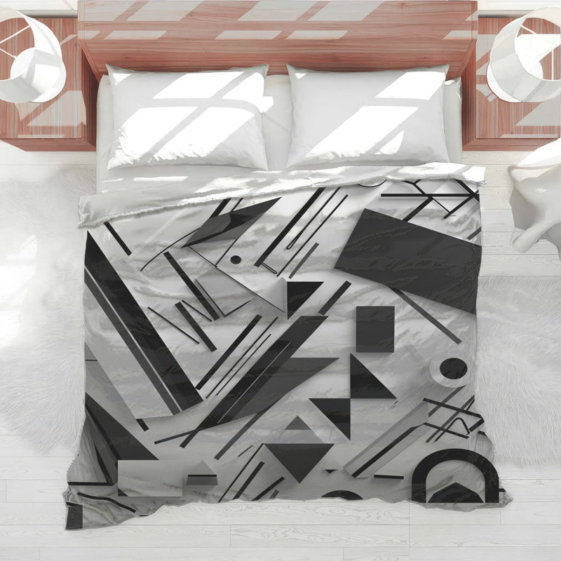 Black White Geometric Comforter, Queen