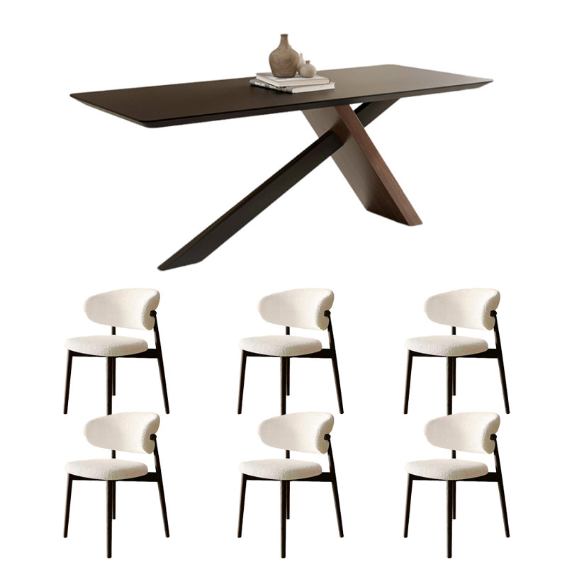 Ensemble de table de salle à manger rectangulaire de style français, Noir, H 29,5 po x L 63 po x l 31,5 po