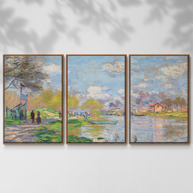 " Monet " 3 - Pieces, 36" H x 75" W x 2" D, Walnut
