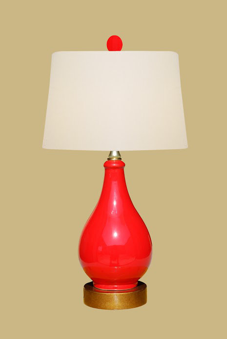 Presley Porcelain Table Lamp, Red